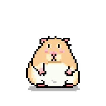 Fat Hamster Pixels. Vector illustration of a cross stitch and game icon. Stock Illustration