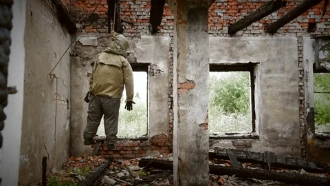 Fat hangman in the ruins Stock-Footage 77968628