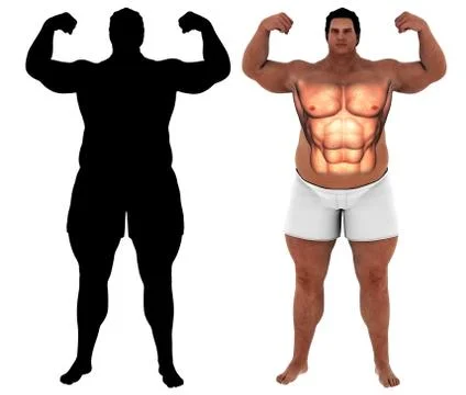 Fat heavy man body transform motivation 스톡 일러스트
