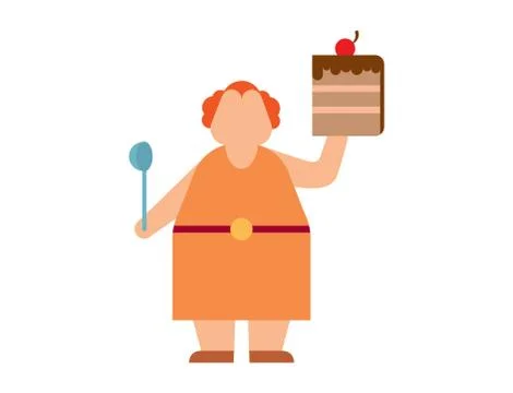 Fat human silhouette vector flat Stock Illustration