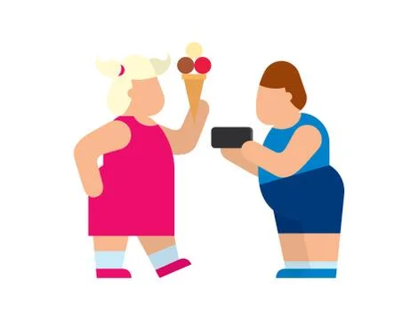 Fat human silhouette vector flat Stock Illustration