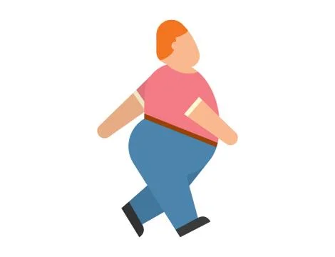 Fat human silhouette vector flat Stock Illustration