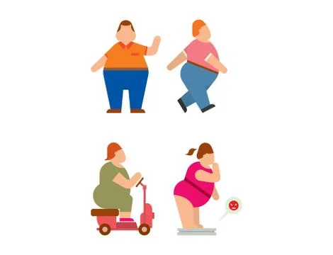 Fat human silhouette vector flat Stock Illustration