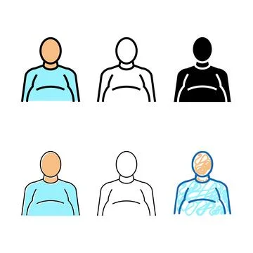 Fat human with types edema problem color icon vector Illustrazione stock