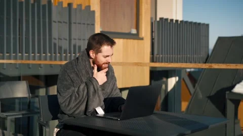 A fat IT guy writes a program, codes a mobile application, possibly a hacker Stock Footage 173477620