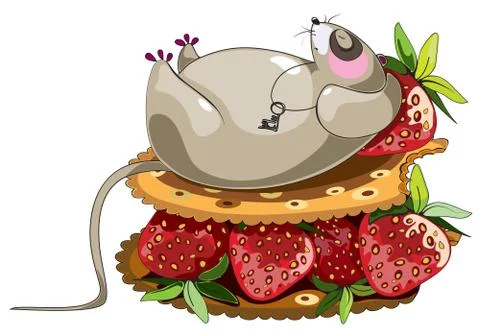 Fat lazy mouse Stock Illustration