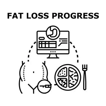 Fat loss progress, diet and body transformation journey 스톡 일러스트