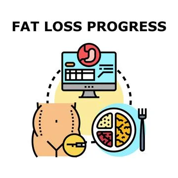 Fat loss progress, diet and body transformation journey 스톡 일러스트