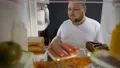 Fat male secretly taking beer bottle from fridge night, drinking with pleasure 4k or 4k+ Resolution