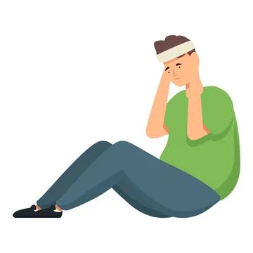 Fat man abs training icon cartoon vector. Gym workout Stock Illustration