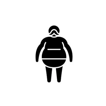 Fat man black icon, vector sign on isolated background. Fat man concept symbol Stock Illustration