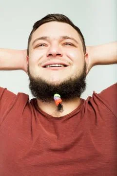 Fat man dreams Stock Photos