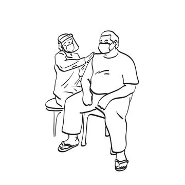 Fat man equal access to coronavirus vaccination and treatment Stock Illustration
