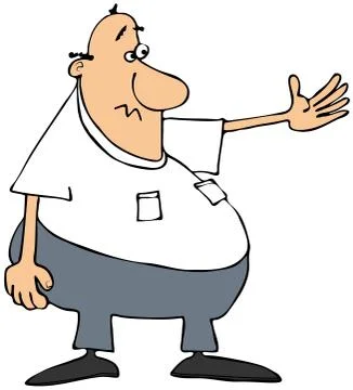 Fat man gesturing to the left Stock Illustration