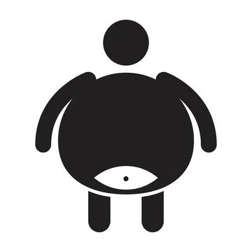 Fat man icon vector design template in black color isolated sign on white bac Stock Illustration