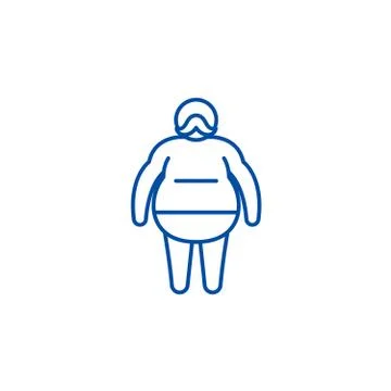Fat man line icon concept. Fat man flat vector symbol, sign, outline Stock Illustration