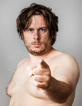 Fat man pointing Stock Photos