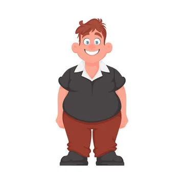 Fat man posing and smiling. Overweight guy is cute, body positivity theme. Ca Stock Illustration