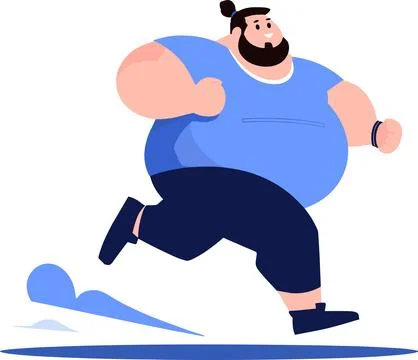 Fat man running flat style isolate on background Stock Illustration