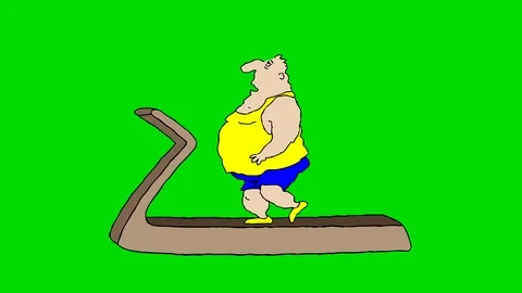 Fat man running for less weight on treatmill Video stock 89898705