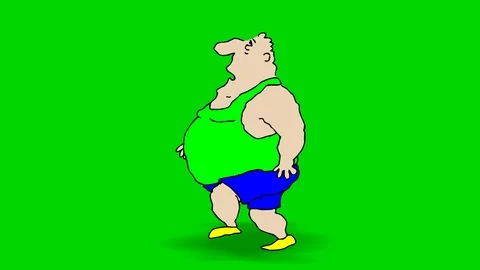 Fat man running for less weight,slow moving Video stock 95680087