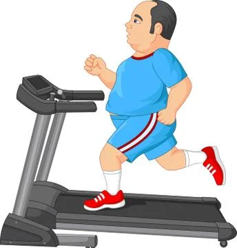 Fat man running on treadmill Stock Illustration