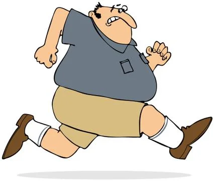 Fat man sprinting Stock Illustration