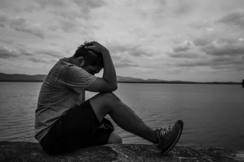Fat man is stressed from exercise. Stock Photos
