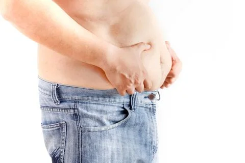 Fat man on white background Stock Photos