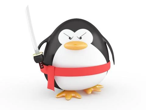 Fat ninja penguin Stock Illustration