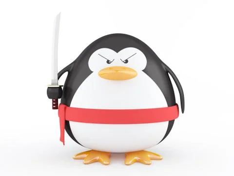 Fat ninja penguin Stock Illustration