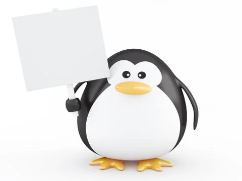 Fat penguin with empty board Stock Illustration
