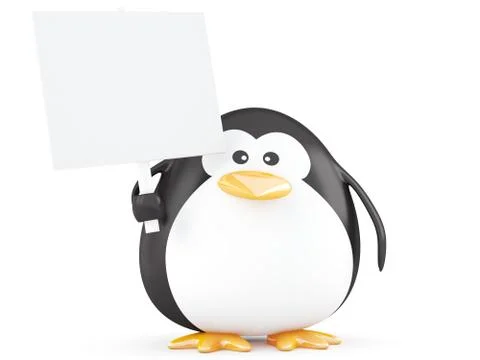 Fat penguin with empty board Stock Illustration