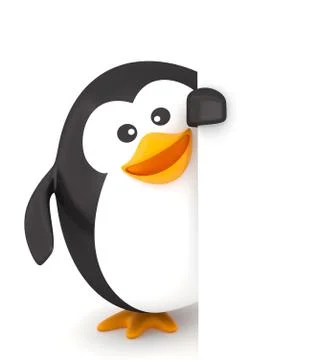 Fat penguin with empty board Stock Illustration