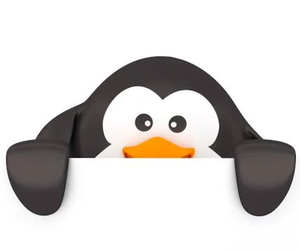 Fat penguin with empty board Stock Illustration