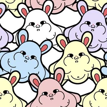 Fat rabbit Pattern seamless. fleshy hare Background. Baby fabric ornament Stock Illustration