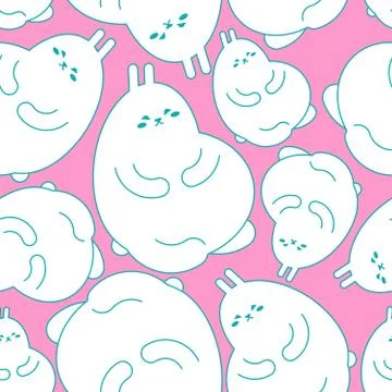 Fat rabbit pattern seamless. Thick hare background. Cute baby cloth texture v Stock Illustration