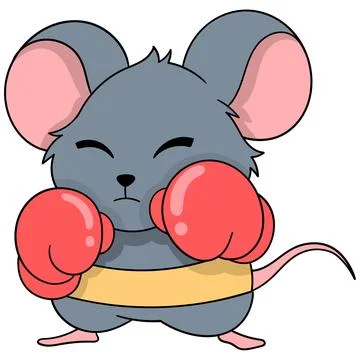 Fat rat is practicing boxing alone Stock Illustration
