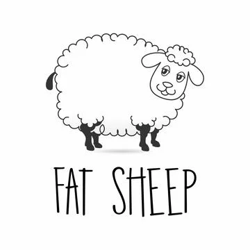 A fat sheep that is ready to cut its fur. Illustrazione stock