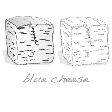 Fat soft blue cheese isolated Stock Illustration