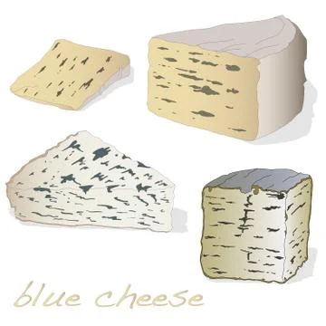 Fat soft blue cheese isolated Stock Illustration