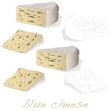 Fat soft blue cheese isolated Stock Illustration
