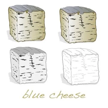 Fat soft blue cheese isolated Stock Illustration