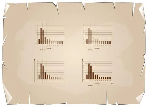Fat Tailed and Long Tailed Distributions on Old Paper Background Stock Illustration