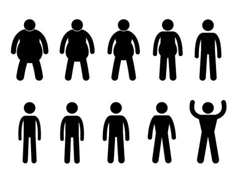 Fat to Thin Process and Thin to Muscular Concept Icon Symbol Sign Pictogram Illustrazione stock