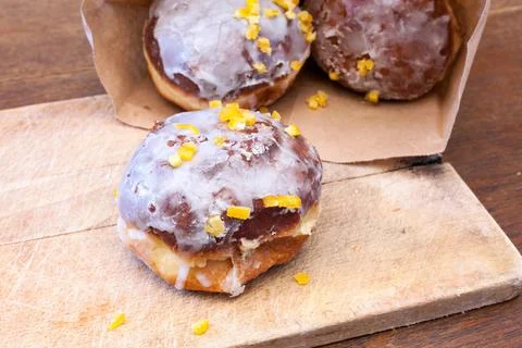 Fat Thursday - donuts in a paper bag. Stock Photos