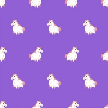 Fat Unicorn Pixel art Pattern seamless. 8 bit fleshy mythical animal Backgrou Stock Illustration