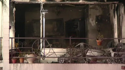 Fatal Apartment Fire KC 3 Stock Footage 688289