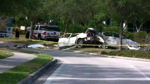Fatal auto accident (vid 4) Stock Footage 378226