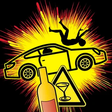 Fatal drunk driving crash Illustrazione stock